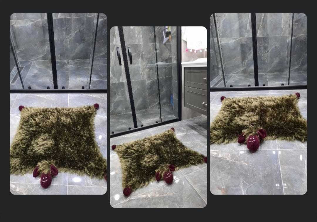 Dörtayak Dekoratif Banyo Paspası-Yeşil