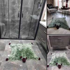 Dörtayak Dekoratif Banyo Paspası-Açık Yeşil