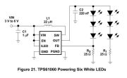 TPS61060DRBR  (AQP) LED Lighting Drivers 15V 400mA Switch 1MHz Boost Converter