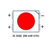 Kırmızı 4 pin 625 NM 2V  200mW  ( ZC )
