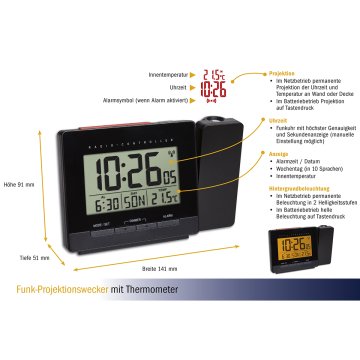 60.5016.01 Radyo Kontrollü Alarm Saati Sıcaklık ölçer