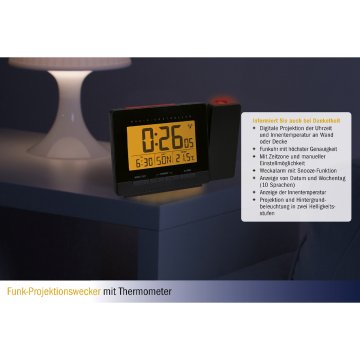 60.5016.01 Radyo Kontrollü Alarm Saati Sıcaklık ölçer
