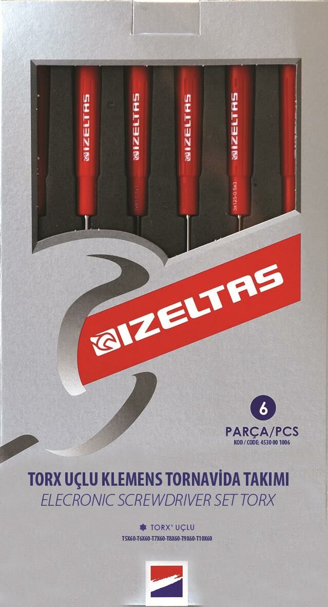 İZELTAŞ 4530 00 1006 6'LI TORX UÇLU KLEMENS TORNAVİDA TAKIMI