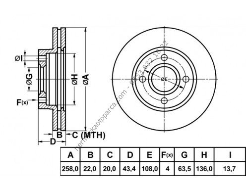 FREN DISKI ON HAVALI 258 MM-(FORD: FOCUS / FIESTA IV )