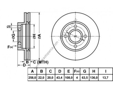 FREN DISKI ON HAVALI 258 MM-(FORD: FOCUS / FIESTA IV )