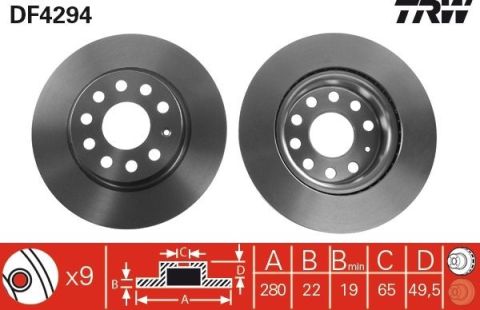 Vw Golf5-6 Jetta Leon A3 Octavia 1,6 03-12 Ön Fren Diski 280mm+ Balata Seti TRW