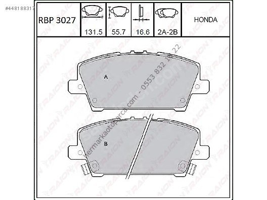 FREN BALATASI ARKA DISK CIVIC 02-16, CRV 02-05