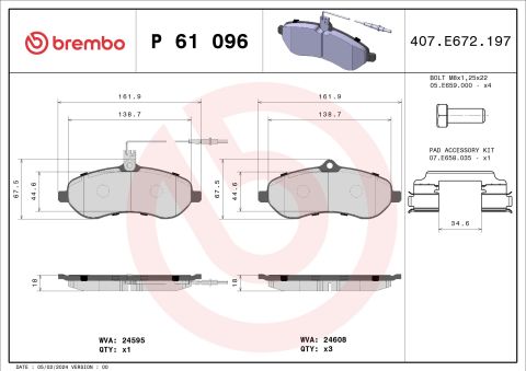 FIAT SCUDO JUMPY II EXPERT 1.6/2.0 2007-2016 FREN BALATASI ÖN BREMBO