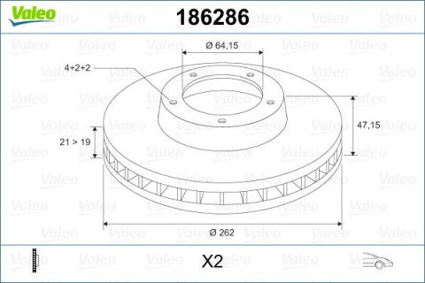 Valeo Honda EuroCivic 94-01 Ön Fren Diski Havalı Tk.Kalın 4*47*262mm Orj186286