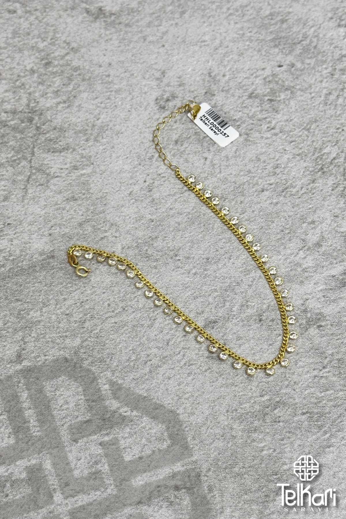 Taşlı Sallantılı Gold Gümüş Halhal