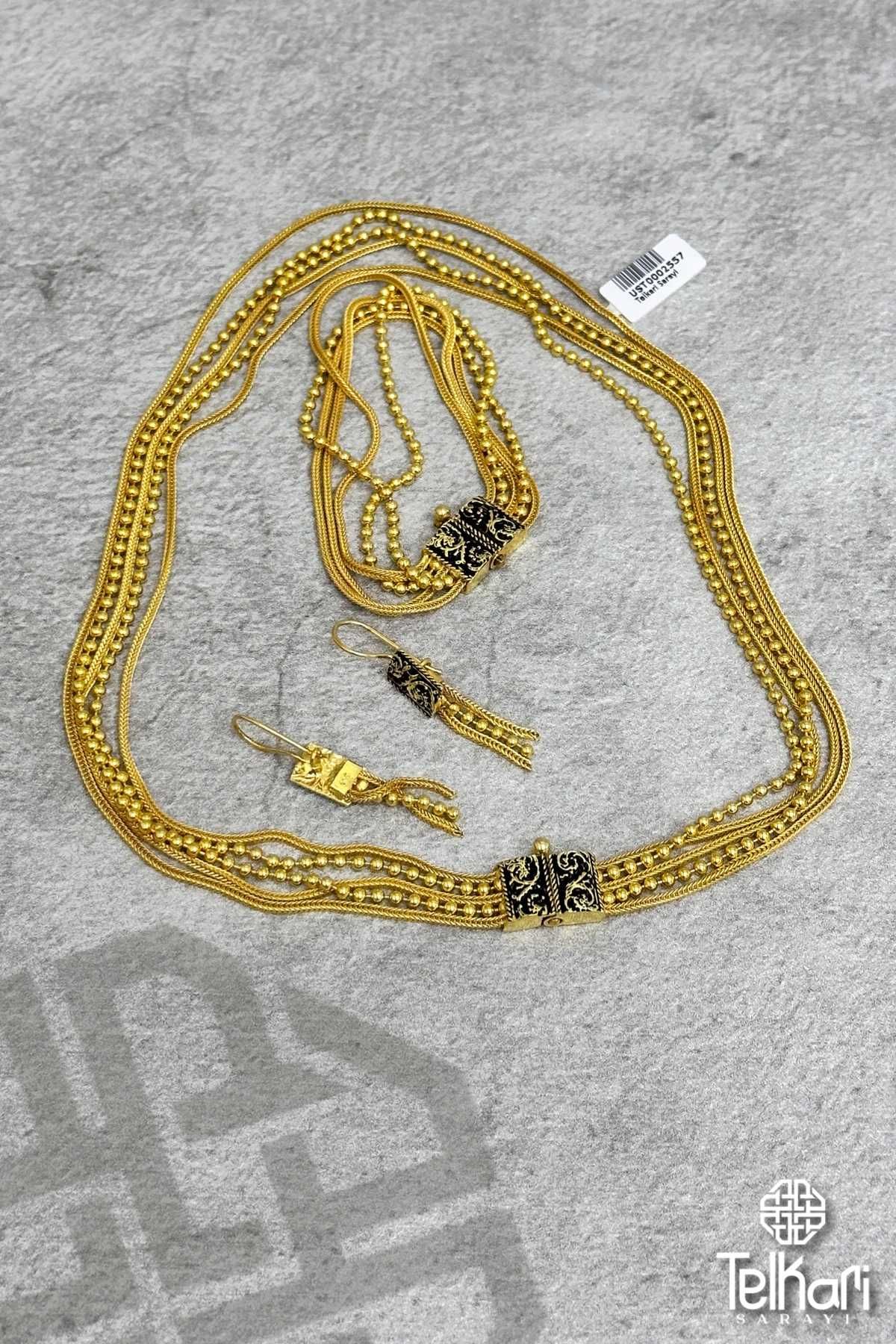 Gold Kaplama Midyat Hasırı Gümüş Set