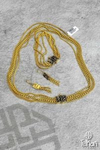 Gold Kaplama Midyat Hasırı Gümüş Set
