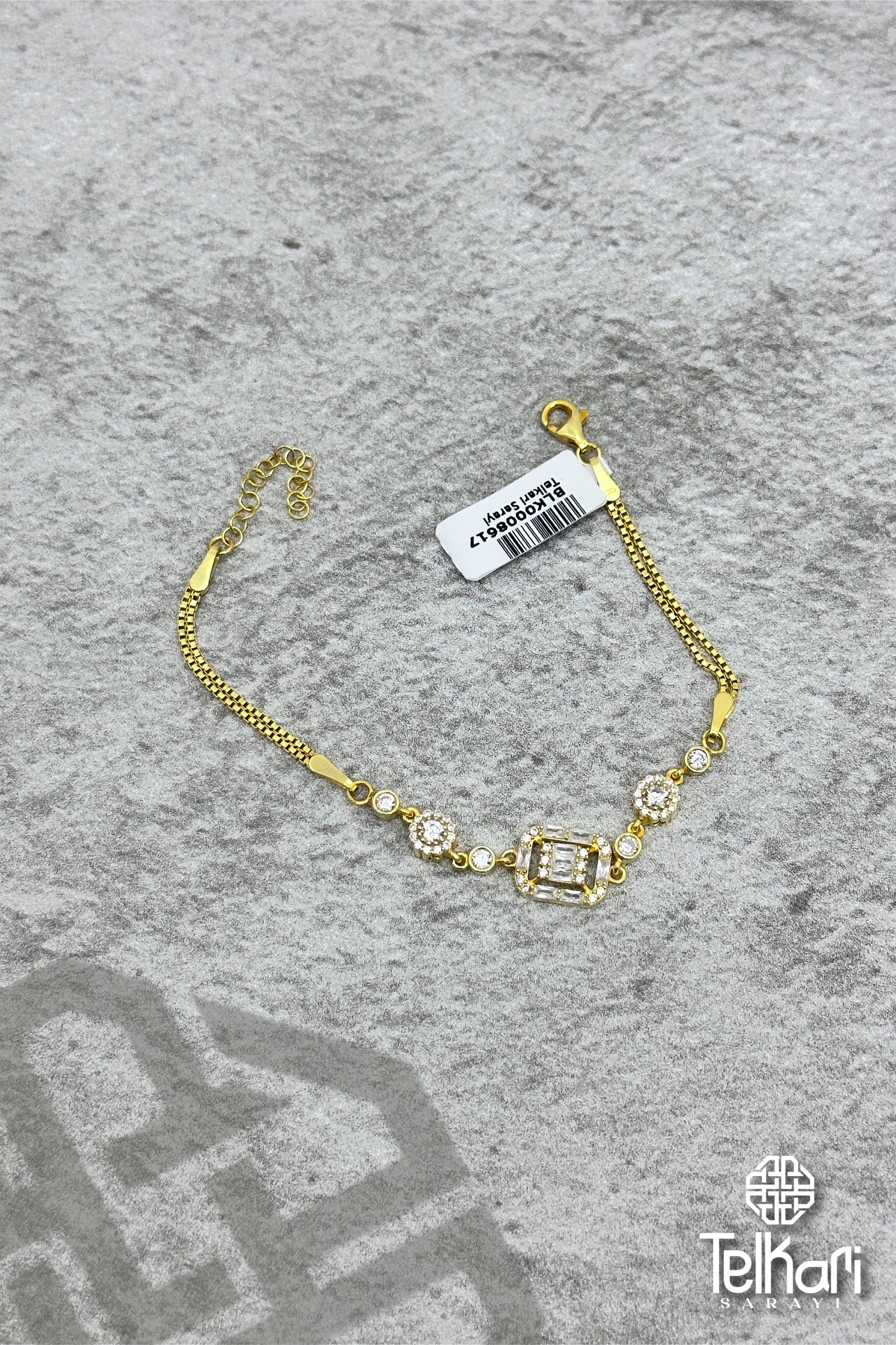 Baget Model Gold Gümüş Bileklik