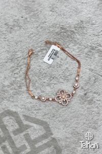Çiçek Desenli Rose Gümüş Bileklik