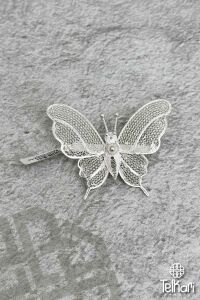 Kelebek El İşçiliği Telkari Gümüş Broş