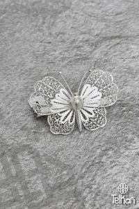 Kelebek El İşçiliği Telkari Gümüş Broş