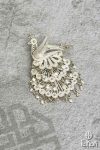 Tavuskuşu El İşçiliği Telkari Gümüş Broş