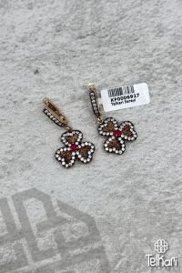 Üç Yapraklı Sallantılı Özel Tasarım Rose Gümüş Küpe