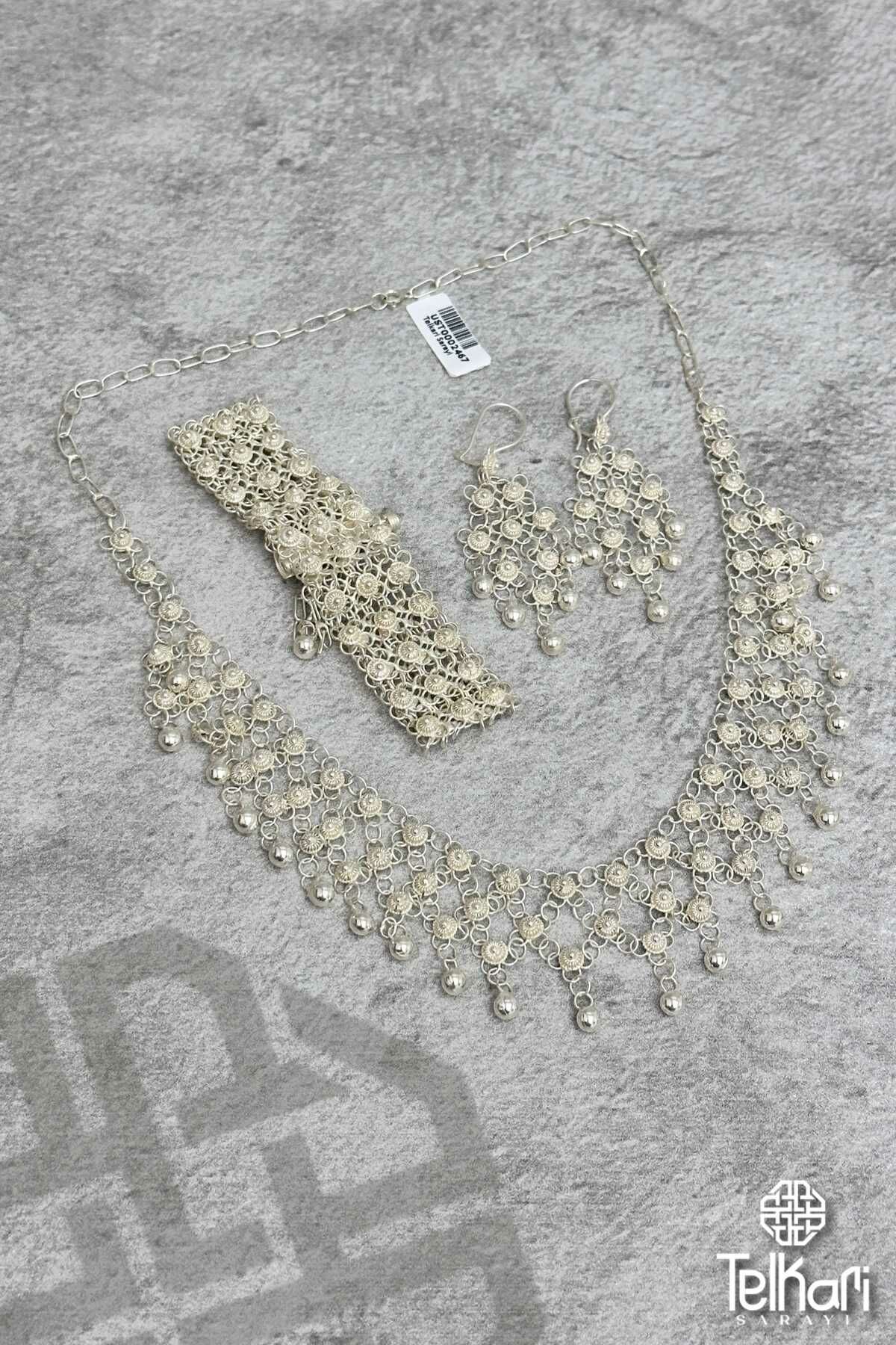 Top Sallantılı Kişniş Model Telkari Gümüş Set