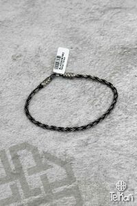 Örgülü Oksitli Unisex Kazaziye Gümüş Bileklik