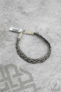 Çift Renk Örgülü Unisex Kazaziye Gümüş Bileklik