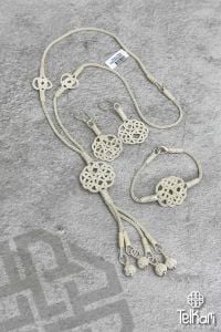 Aşk Düğümü Model Top Püsküllü El İşçiliği Kazaziye Gümüş Set