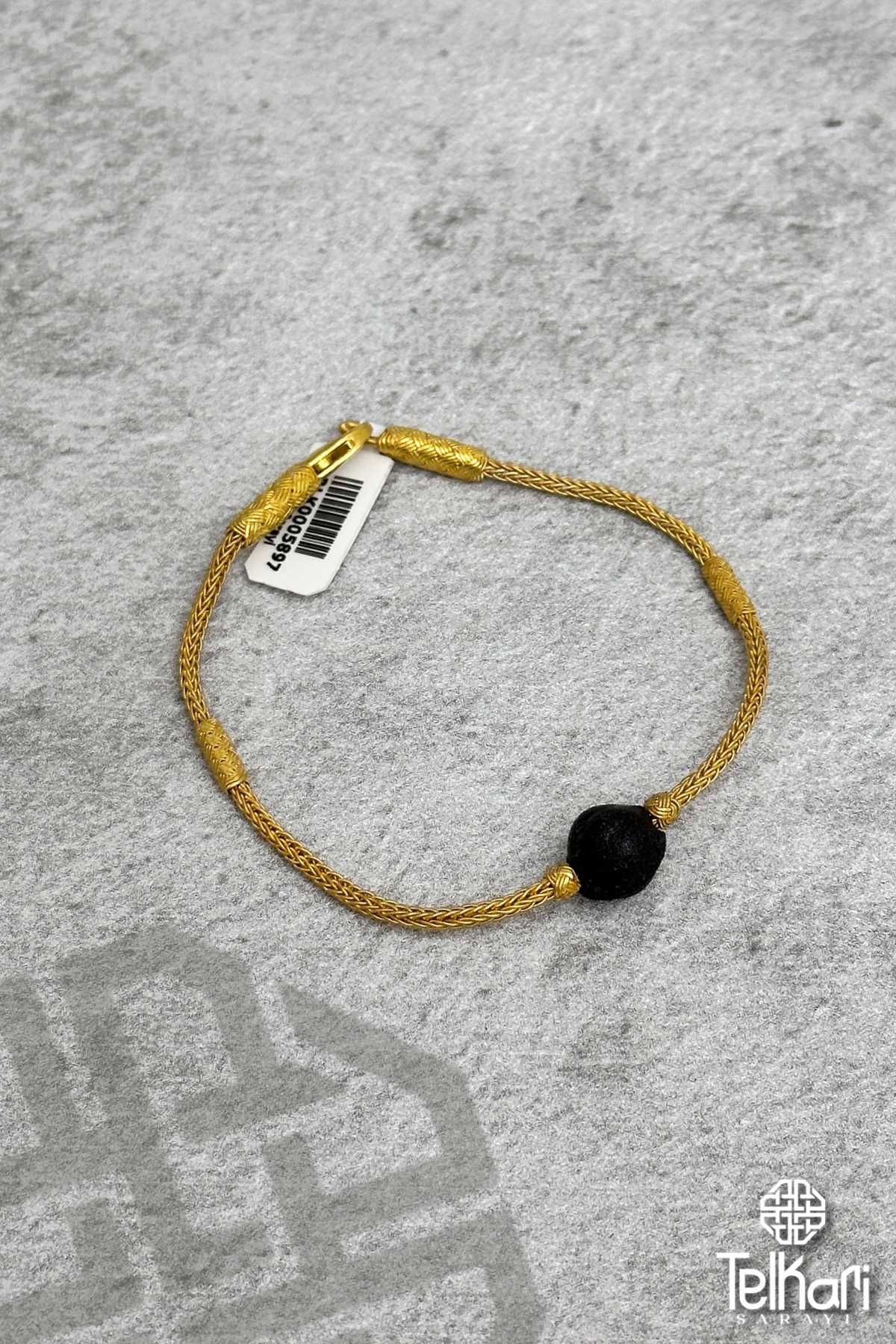 Amber Miskli Gold Kazaziye Gümüş Bileklik