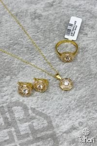 Baget Sekiz Köşeli Gold Gümüş Üçlü Set