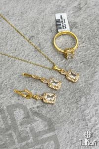 Baget Model Taşlı Rose Gümüş Üçlü Set
