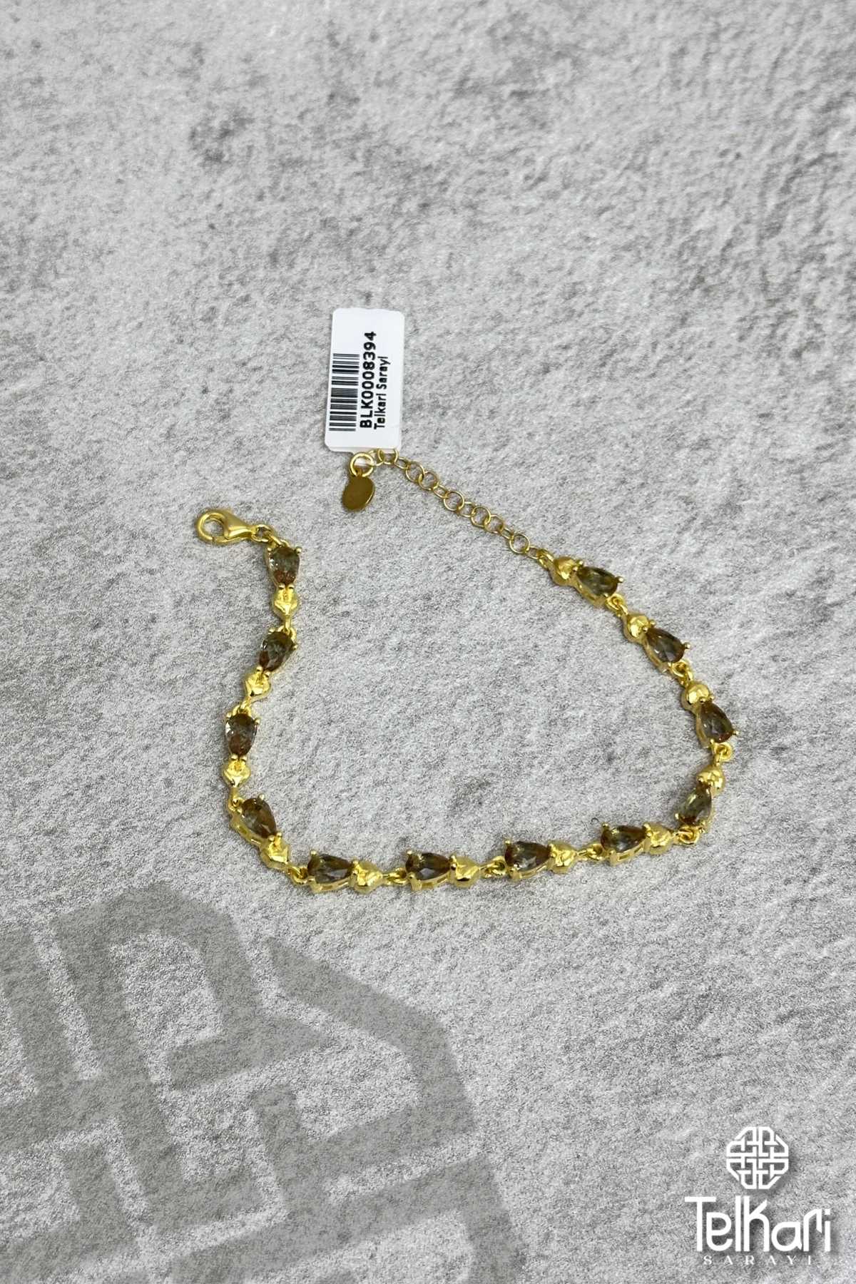 Minik Damla Motif Gold Gümüş Sultan Taşı Bileklik