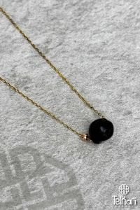 Miski Amber Taşlı Gold Gümüş Kolye