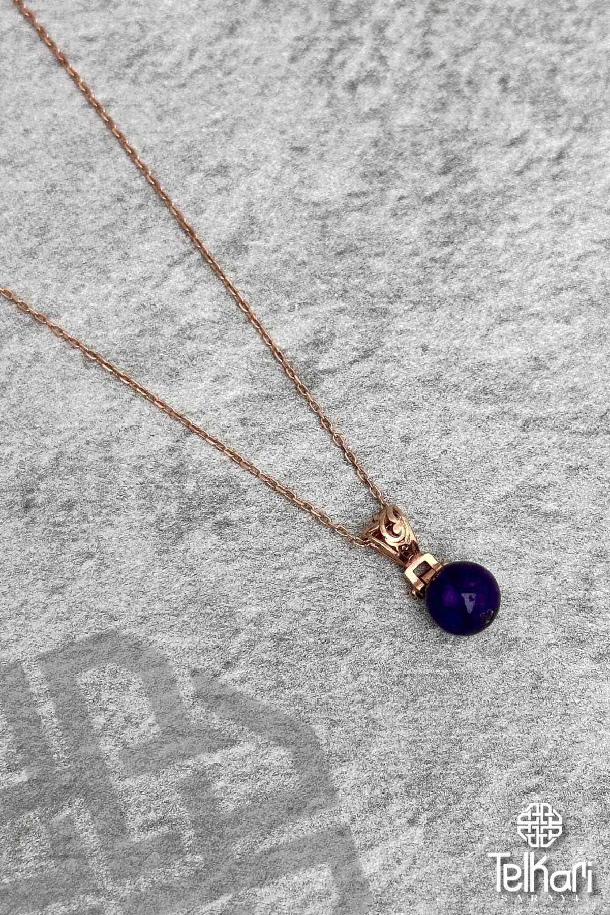 Lapis Taşlı Rose Gümüş Kolye