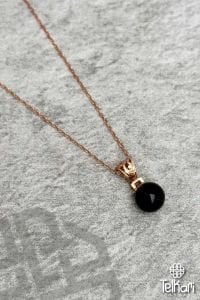 Onix Taşlı Rose Gümüş Kolye