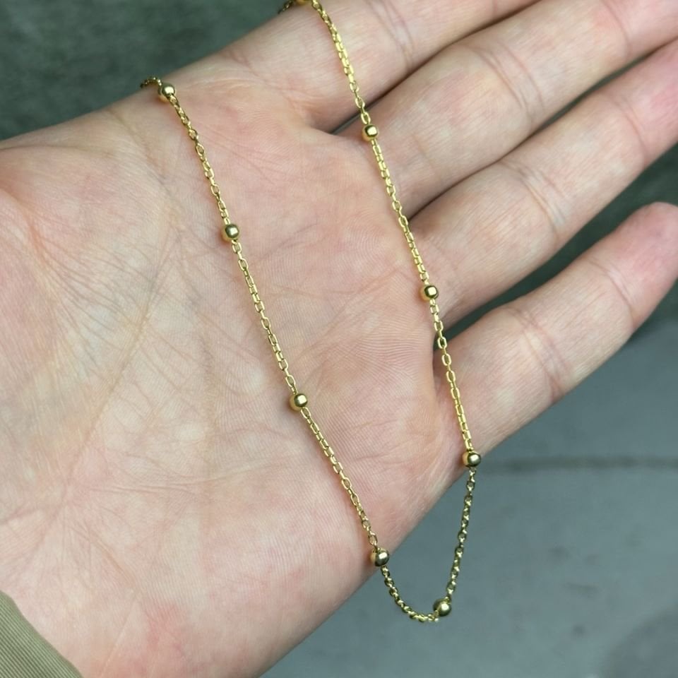 Gold Boncuk Detaylı Gümüş Kolye