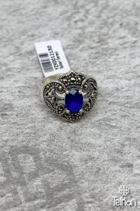 Safir Taşlı Gümüş Markazit Yüzük