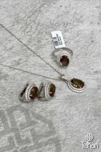 Oval Model Renk Değiştiren Sultan Taşlı Gümüş Üçlü Set