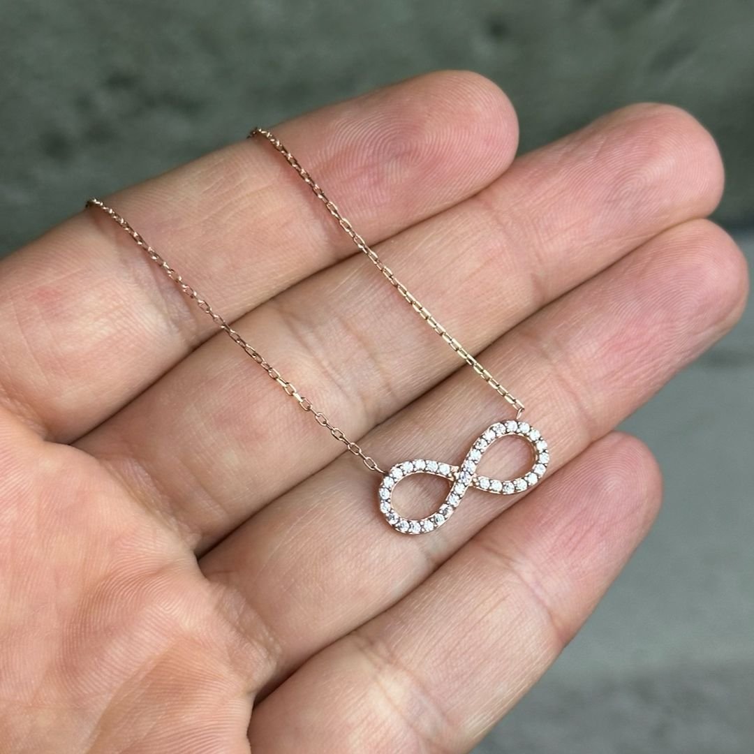 Rose Sonsuzluk Model Gümüş Kolye