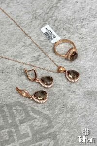 Damla Model Renk Değiştiren Sultan Taşlı Rose Gümüş Üçlü Set