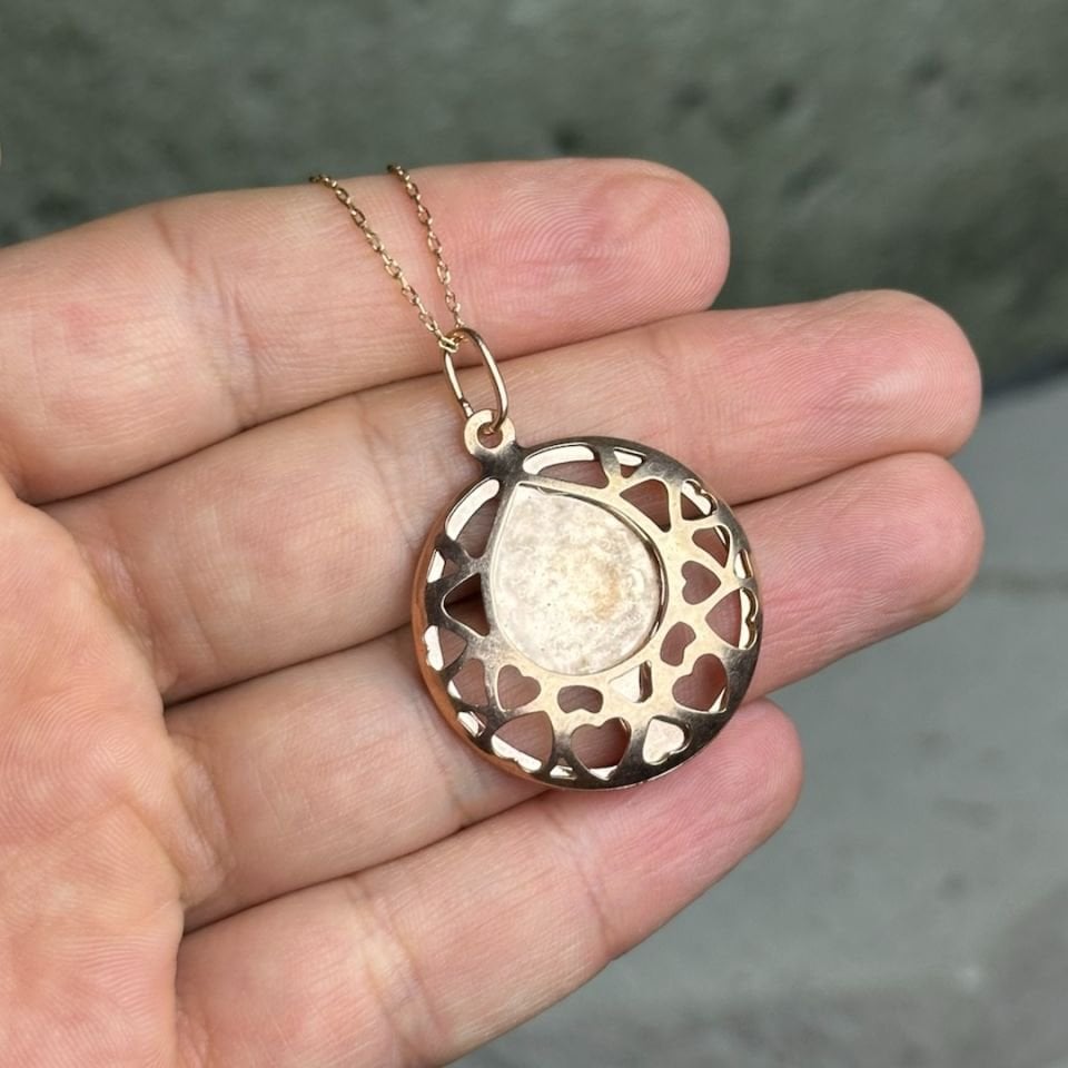 Damla Kalp Detaylı İsim Yazılabilir Rose Gümüş Kolye