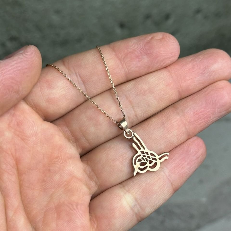 Rose Osmanlı Tuğralı Model Gümüş Kolye