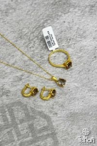 Tek Taş Model Renk Değiştiren Sultan Taşlı Gold Gümüş Üçlü Set