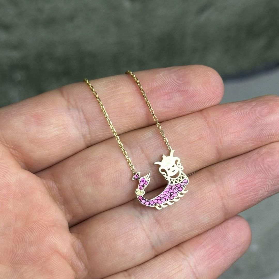 Zirkon Taşlı Gold Şahmaran Gümüş Kolye
