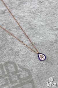 Damla Model Nazar Boncuğu Rose Gümüş Kolye