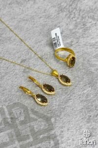 Mekik Model Renk Değiştiren Sultan Taşlı Gold Gümüş Üçlü Set