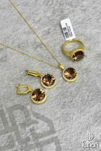 Büyük Boy Yuvarlak Model Renk Değiştiren Sultan Taşlı Gold Gümüş Üçlü Set