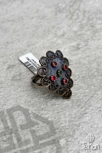 Kök Zümrüt ve Kök Yakut Taşlı Otantik Gümüş Yüzük