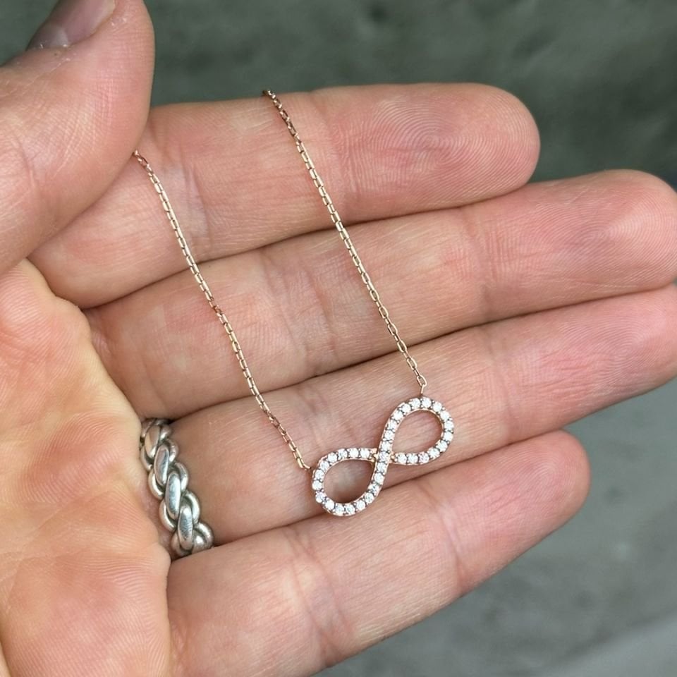 Sonsuzluk Model Rose Kaplama 925 Ayar Gümüş Kolye
