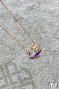 Ametist Taşlı Rose Gümüş Kolye