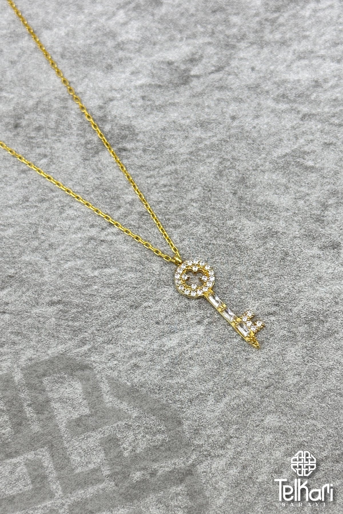 Anahtar Model Gold Gümüş Kolye