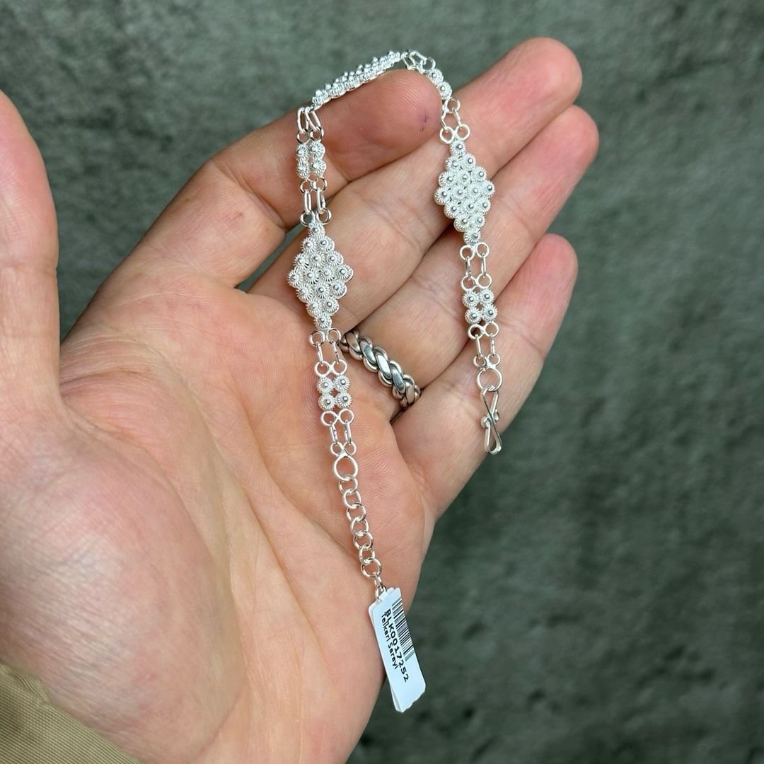 Üzüm Model 925 Ayar Gümüş El İşçilikli Telkari Bileklik